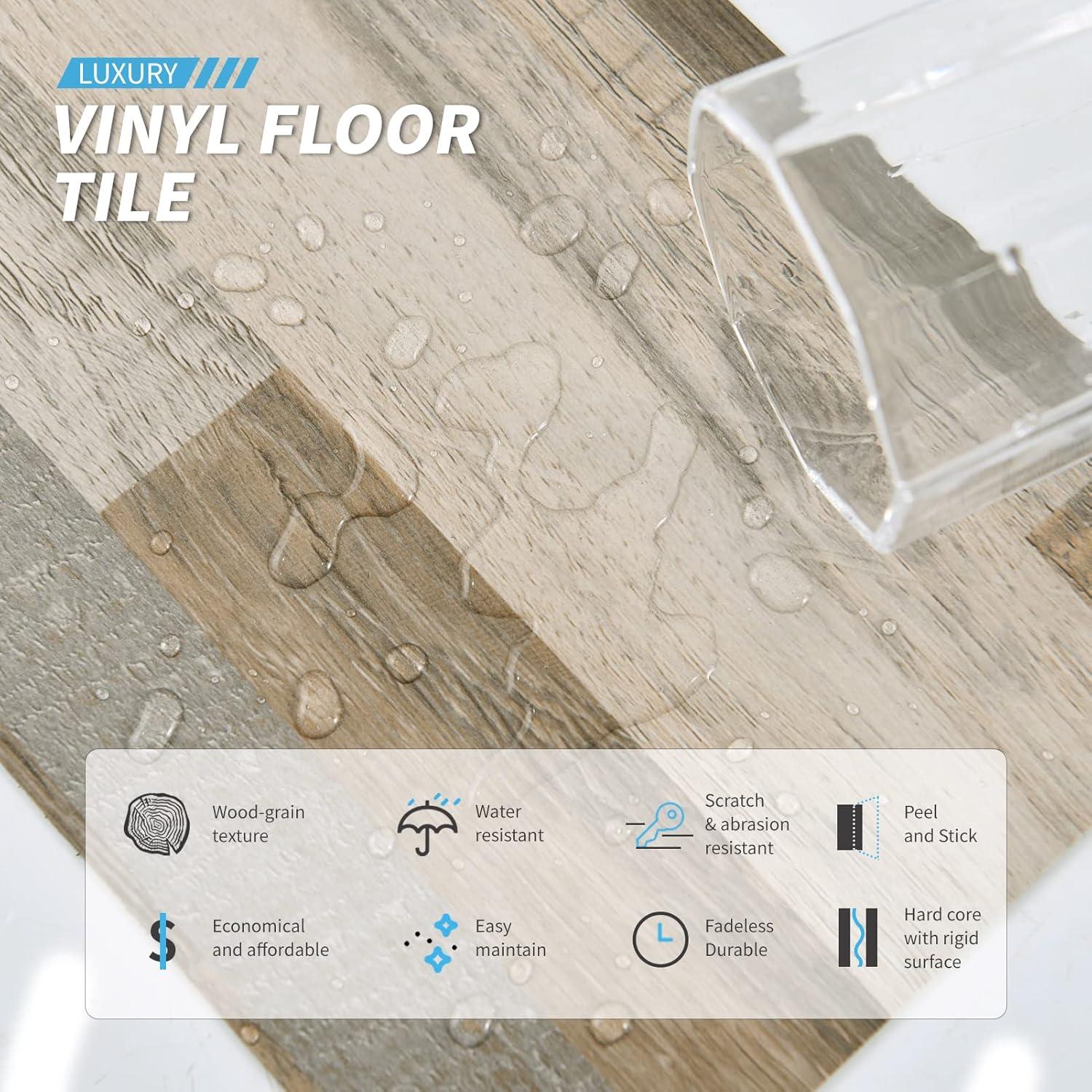 imageArt3d 36Pack 54 Sqft Peel and Stick Floor Tiles Vinyl Plank Flooring Wood Look Adhesive and Waterproof Tile Sticker for Bedroom Living Room Kitchen RV in EbonyAged Wood