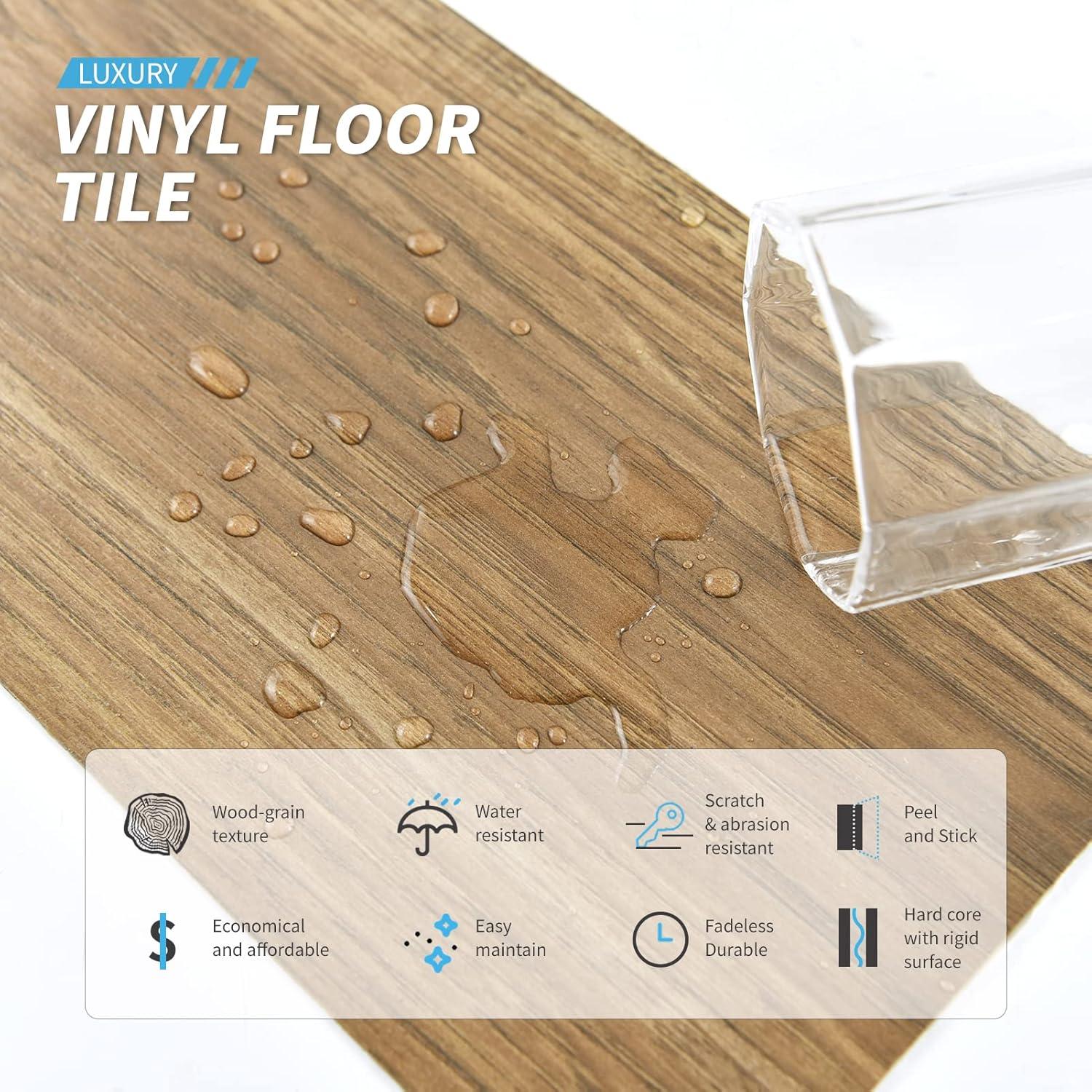 imageArt3d 36Pack 54 Sqft Peel and Stick Floor Tiles Vinyl Plank Flooring Wood Look Adhesive and Waterproof Tile Sticker for Bedroom Living Room Kitchen RV in EbonyAshtree