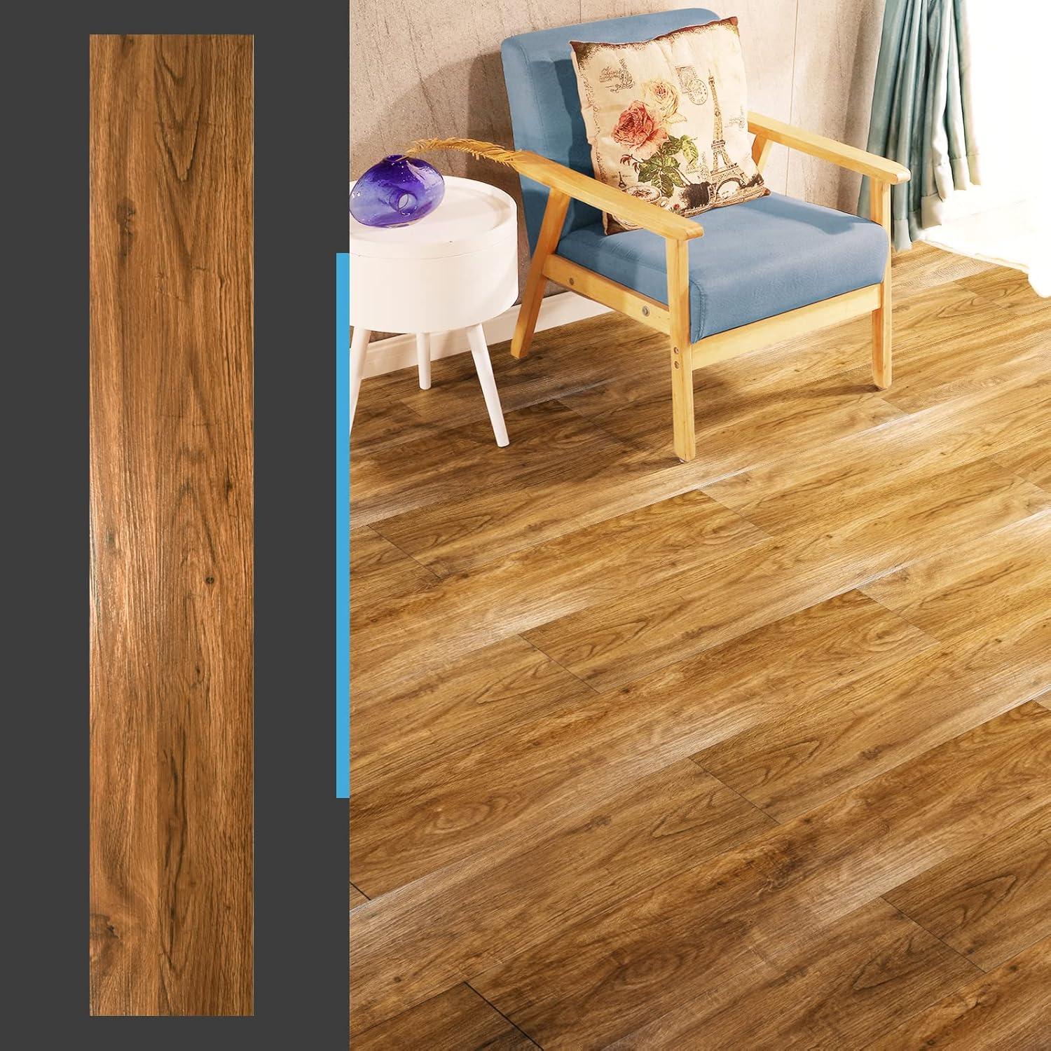 imageArt3d 36Pack 54 Sqft Peel and Stick Floor Tiles Vinyl Plank Flooring Wood Look Adhesive and Waterproof Tile Sticker for Bedroom Living Room Kitchen RV in EbonyRosewood