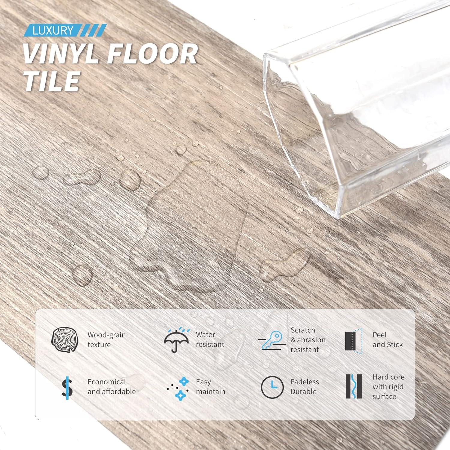 imageArt3d 36Pack 54 Sqft Peel and Stick Floor Tiles Vinyl Plank Flooring Wood Look Adhesive and Waterproof Tile Sticker for Bedroom Living Room Kitchen RV in EbonyOld Wood