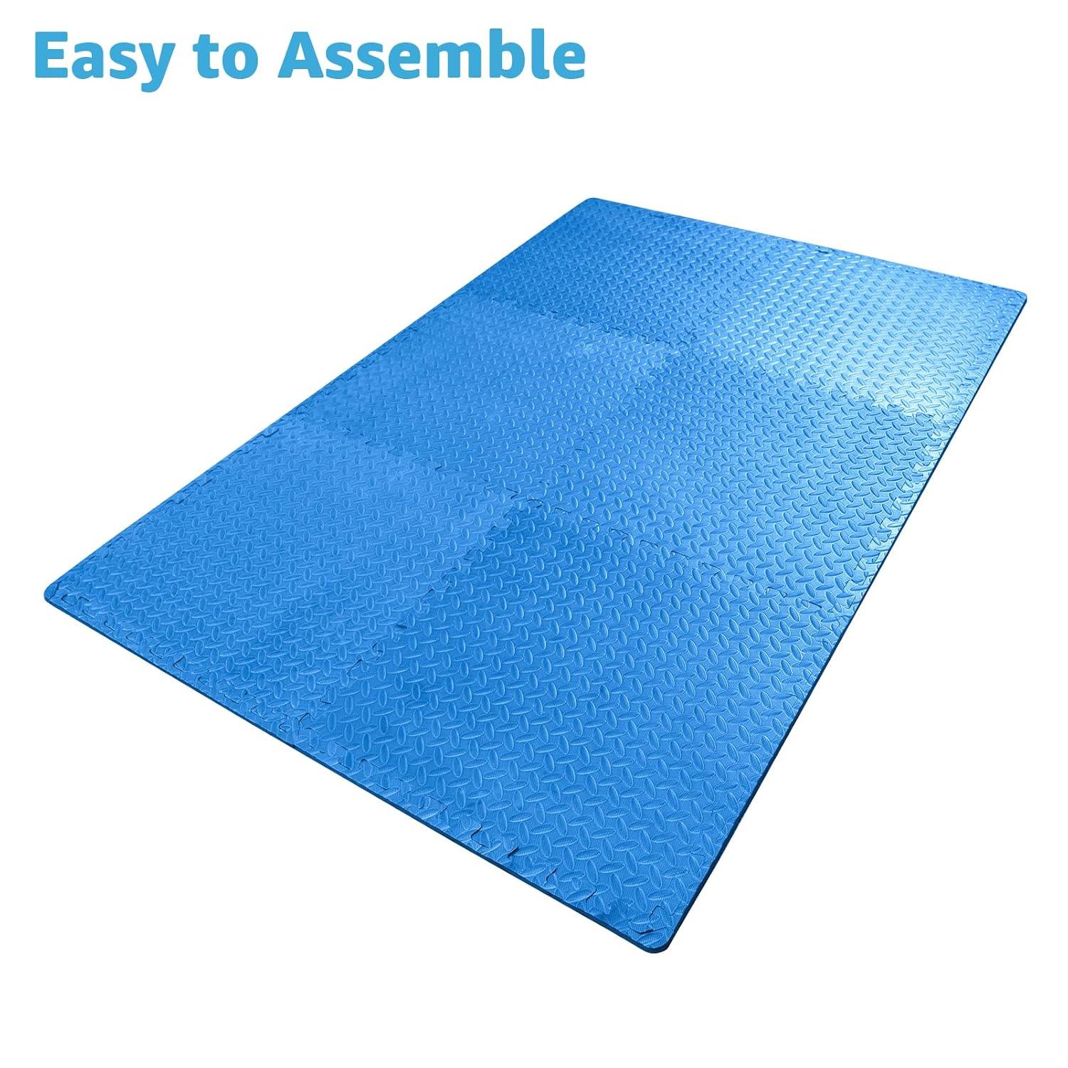 imageArt3d 48 SqFt Eva Puzzle Exercise Mats 24quotx24quot x 12quot Thick Foam Interlocking Tiles for Flooring Workout Gym Equipments Pack of 12Blue  12 Tiles  48 Sq Ft  12 Inch