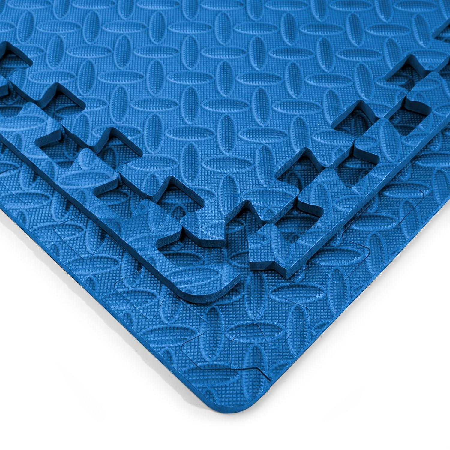 imageArt3d 48 SqFt Eva Puzzle Exercise Mats 24quotx24quot x 12quot Thick Foam Interlocking Tiles for Flooring Workout Gym Equipments Pack of 12Blue  12 Tiles  48 Sq Ft  12 Inch