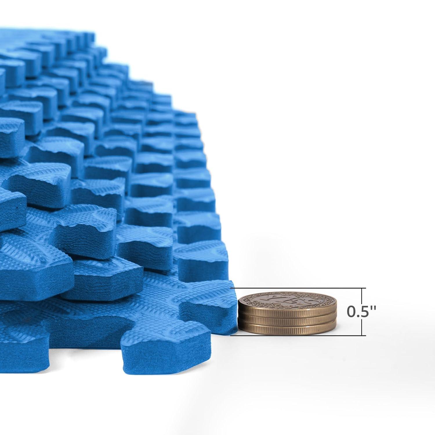 imageArt3d 48 SqFt Eva Puzzle Exercise Mats 24quotx24quot x 12quot Thick Foam Interlocking Tiles for Flooring Workout Gym Equipments Pack of 12Blue  12 Tiles  48 Sq Ft  12 Inch