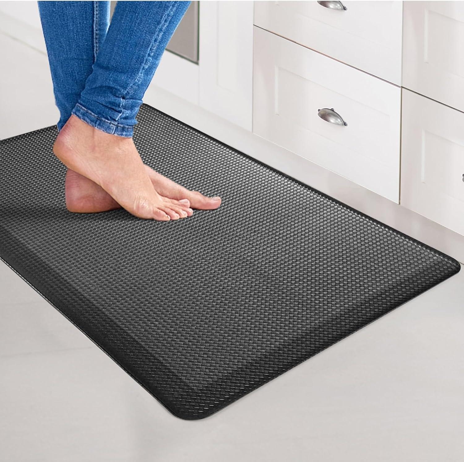 imageArt3d Anti Fatigue Mat  12 Inch Cushioned Kitchen Mat Comfort ampamp Non Slip Cushion for Standing Desk Office or Garage Floor 173quotx28quot BlackBlack