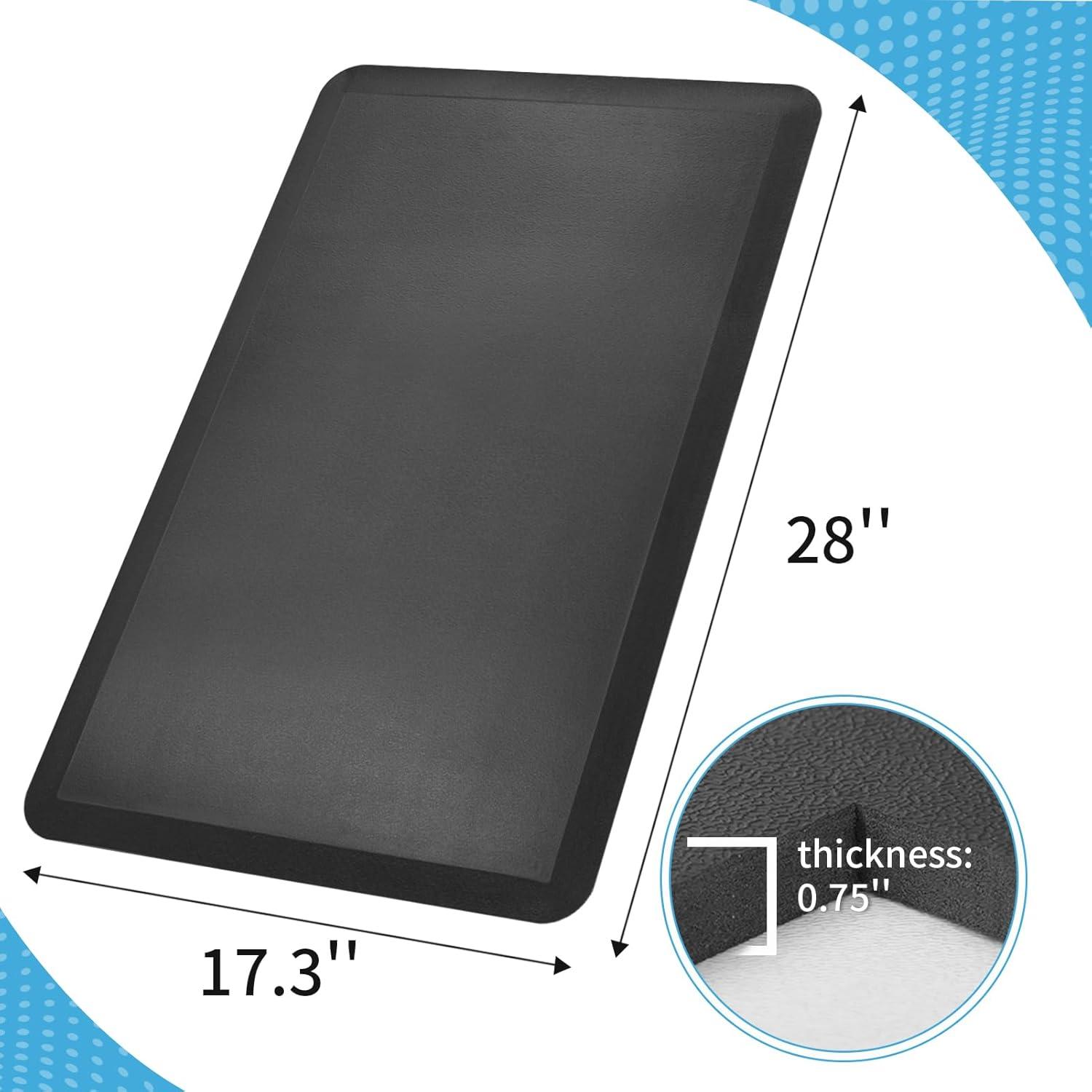 imageArt3d Anti Fatigue Mat  12 Inch Cushioned Kitchen Mat Comfort ampamp Non Slip Cushion for Standing Desk Office or Garage Floor 173quotx28quot BlackBlack