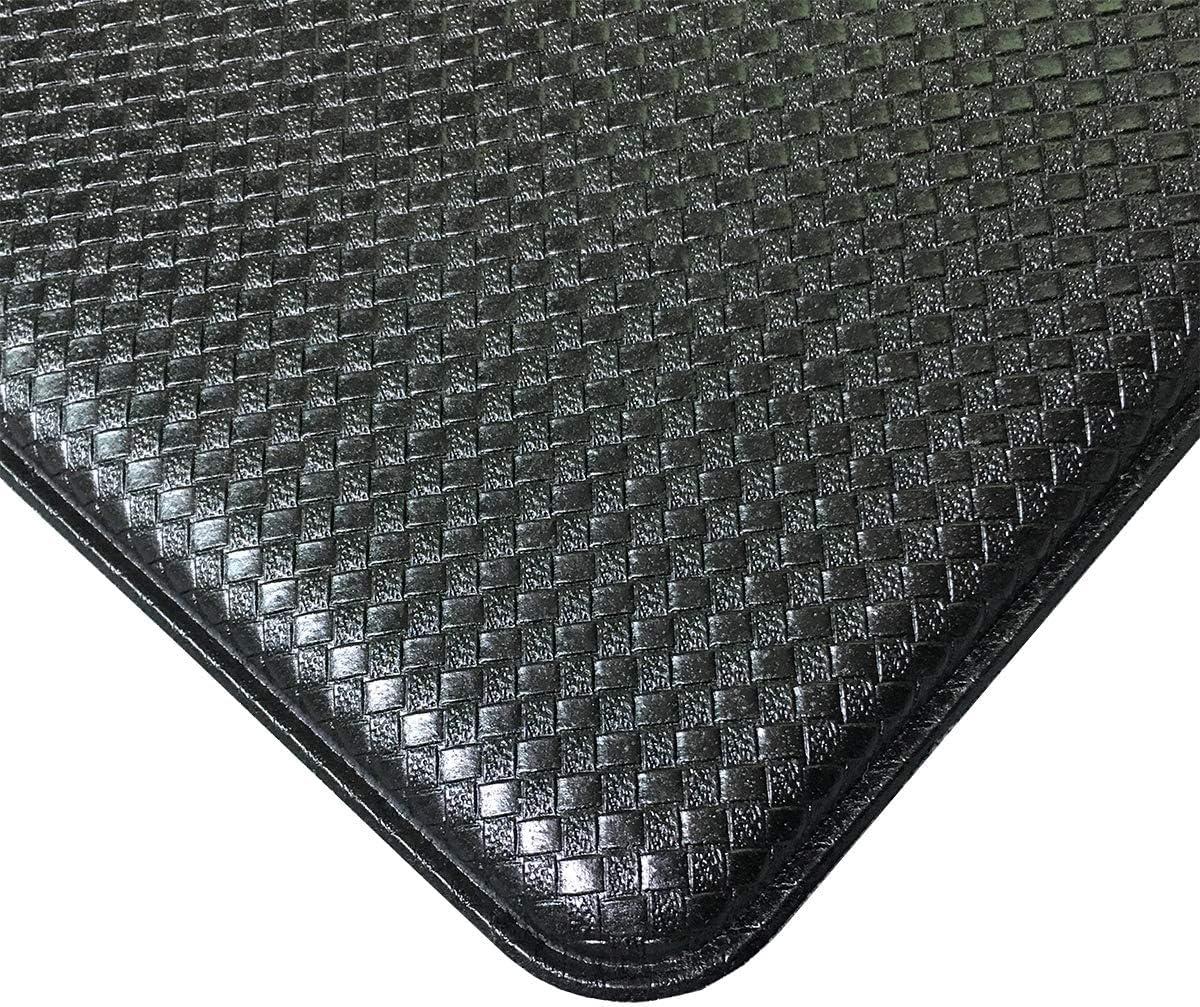 imageArt3d Anti Fatigue Mat  12 Inch Cushioned Kitchen Mat Comfort ampamp Non Slip Cushion for Standing Desk Office or Garage Floor 173quotx28quot BlackBlack