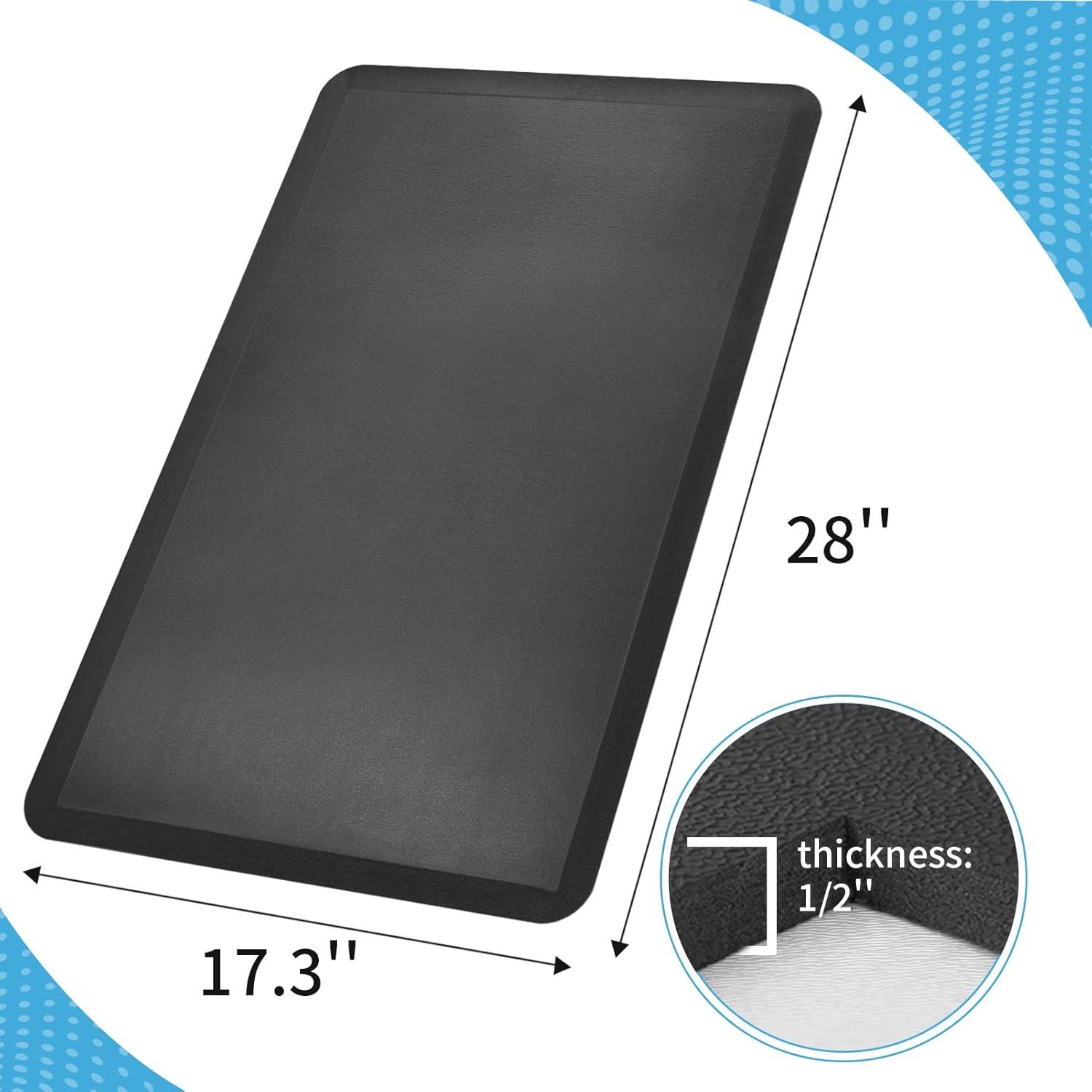 imageArt3d Anti Fatigue Mat  12 Inch Cushioned Kitchen Mat Comfort ampamp Non Slip Cushion for Standing Desk Office or Garage Floor 173quotx28quot BlackBlack