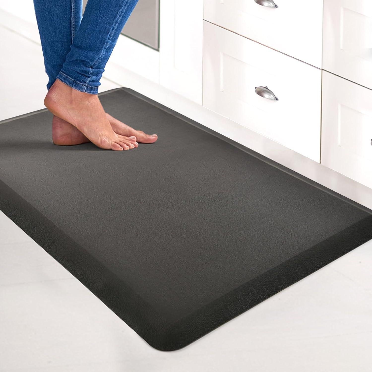 imageArt3d Anti Fatigue Mat  12 Inch Cushioned Kitchen Mat Comfort ampamp Non Slip Cushion for Standing Desk Office or Garage Floor 173quotx28quot BlackBlack