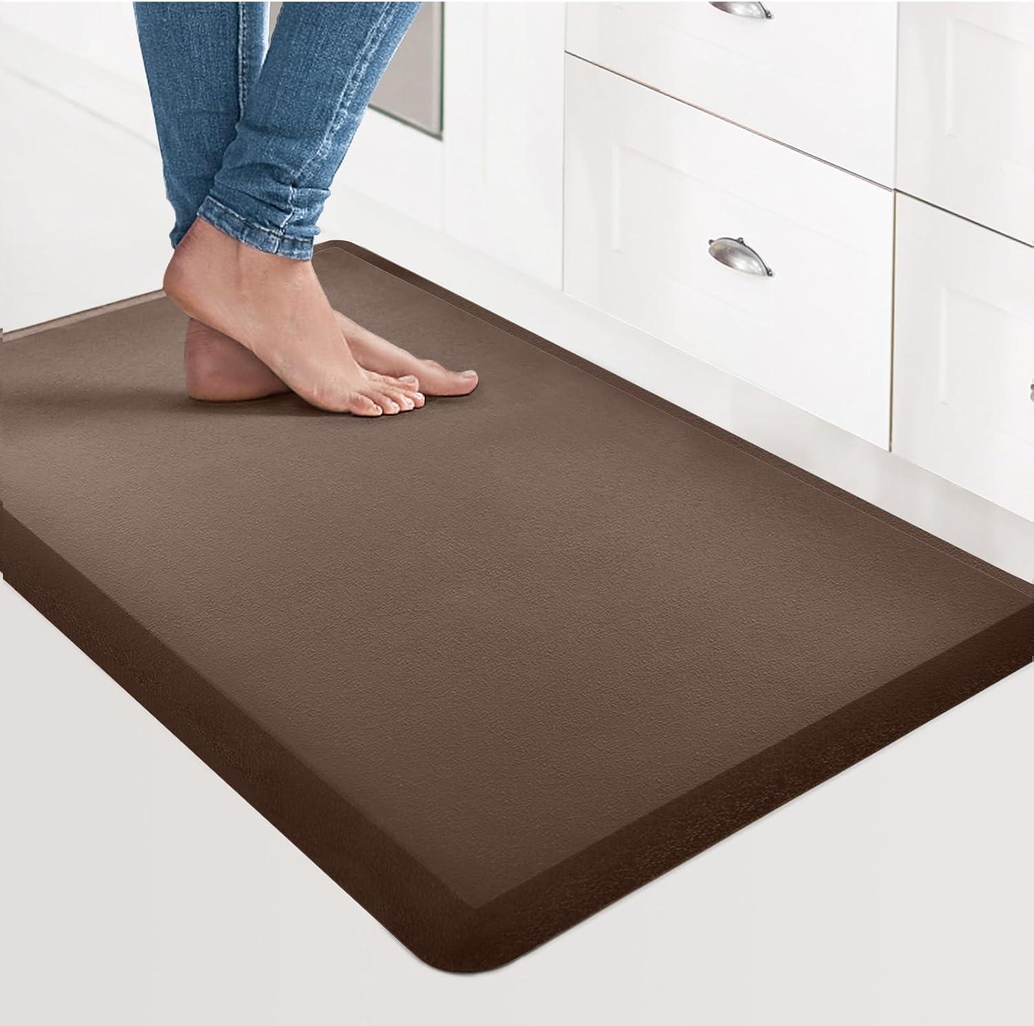 imageArt3d Anti Fatigue Mat  12 Inch Cushioned Kitchen Mat Comfort ampamp Non Slip Cushion for Standing Desk Office or Garage Floor 173quotx28quot BlackBrown