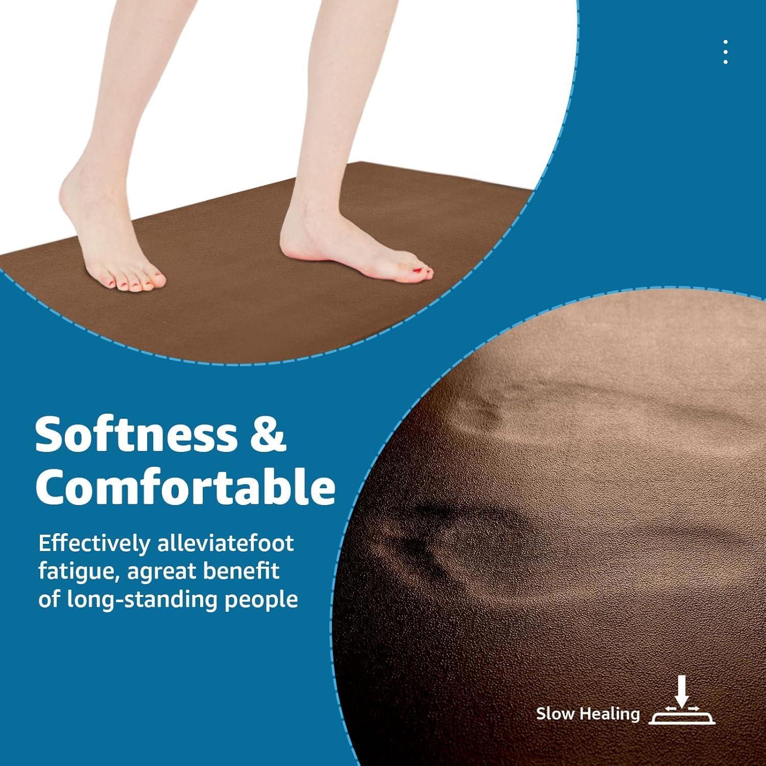 imageArt3d Anti Fatigue Mat  12 Inch Cushioned Kitchen Mat Comfort ampamp Non Slip Cushion for Standing Desk Office or Garage Floor 173quotx28quot BlackBrown