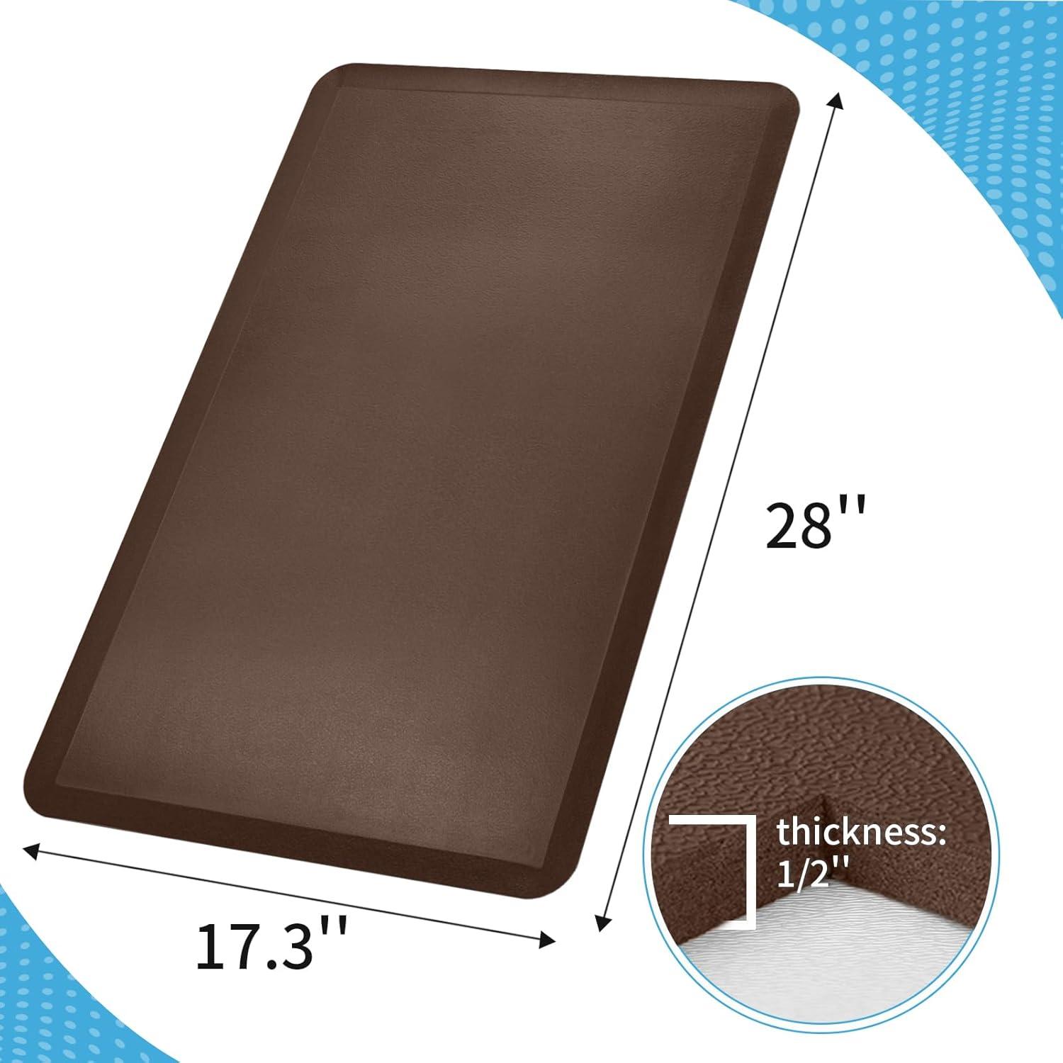 imageArt3d Anti Fatigue Mat  12 Inch Cushioned Kitchen Mat Comfort ampamp Non Slip Cushion for Standing Desk Office or Garage Floor 173quotx28quot BlackBrown