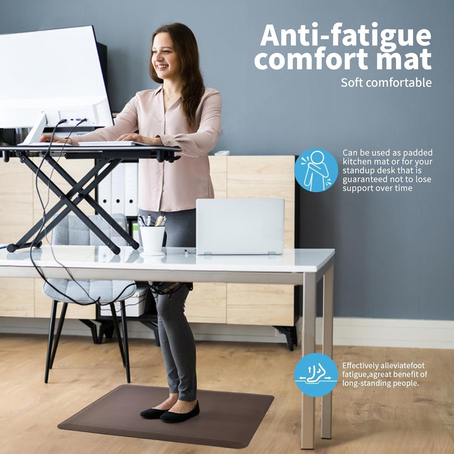 imageArt3d Anti Fatigue Mat  12 Inch Cushioned Kitchen Mat Comfort ampamp Non Slip Cushion for Standing Desk Office or Garage Floor 173quotx28quot BlackChocolate
