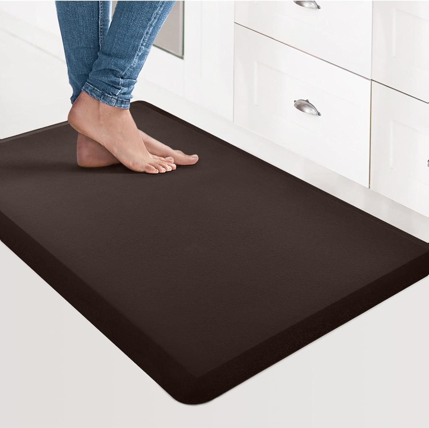 imageArt3d Anti Fatigue Mat  12 Inch Cushioned Kitchen Mat Comfort ampamp Non Slip Cushion for Standing Desk Office or Garage Floor 173quotx28quot BlackChocolate