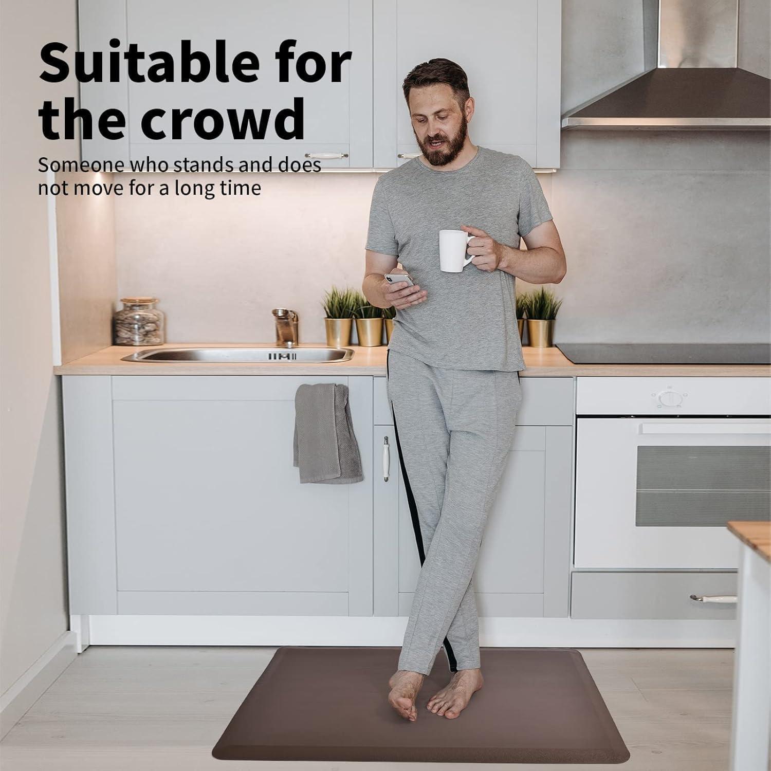 imageArt3d Anti Fatigue Mat  12 Inch Cushioned Kitchen Mat Comfort ampamp Non Slip Cushion for Standing Desk Office or Garage Floor 173quotx28quot BlackChocolate