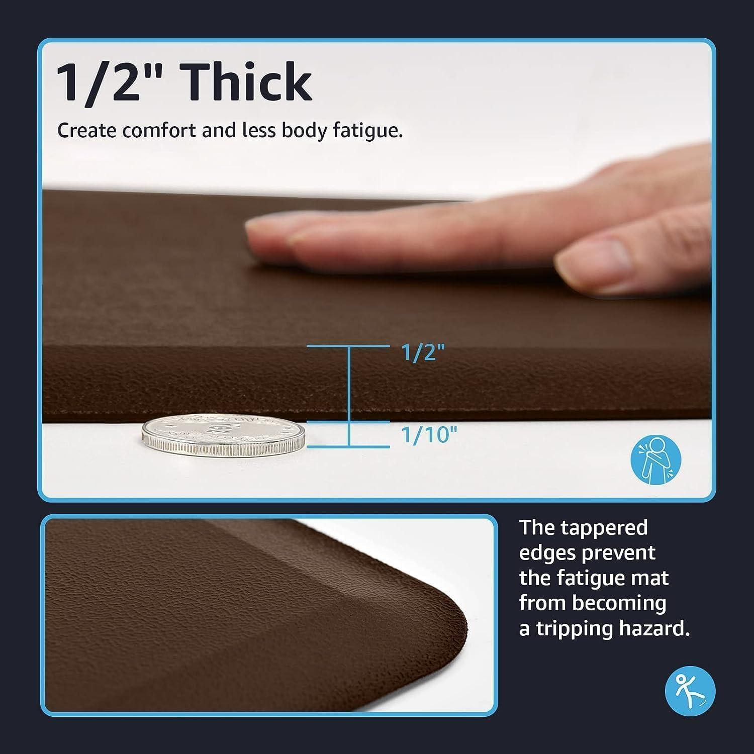 imageArt3d Anti Fatigue Mat  12 Inch Cushioned Kitchen Mat Comfort ampamp Non Slip Cushion for Standing Desk Office or Garage Floor 173quotx28quot BlackChocolate