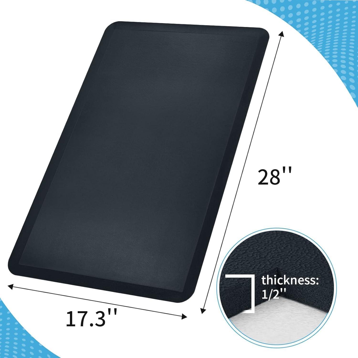 imageArt3d Anti Fatigue Mat  12 Inch Cushioned Kitchen Mat Comfort ampamp Non Slip Cushion for Standing Desk Office or Garage Floor 173quotx28quot BlackMajolica Blue