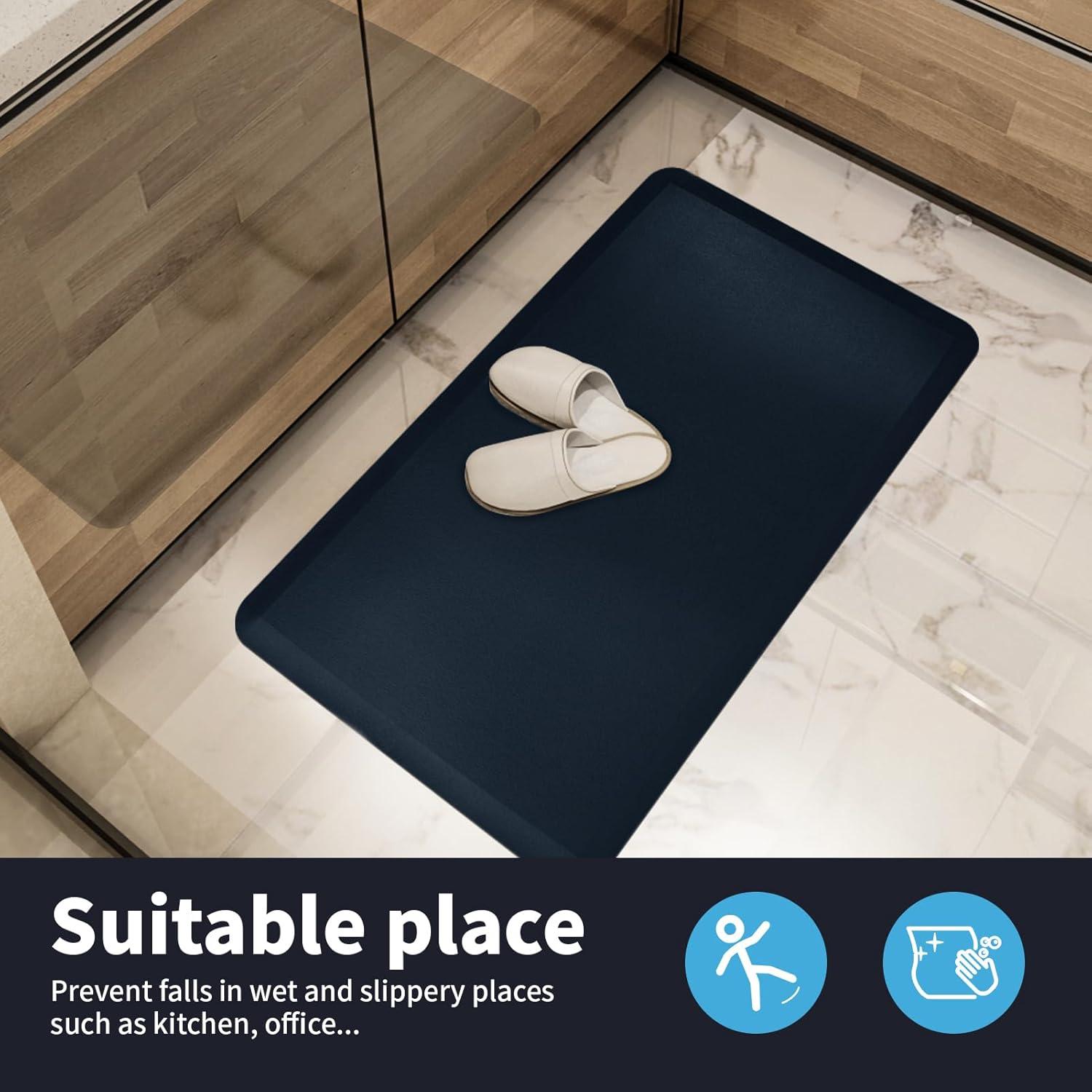 imageArt3d Anti Fatigue Mat  12 Inch Cushioned Kitchen Mat Comfort ampamp Non Slip Cushion for Standing Desk Office or Garage Floor 173quotx28quot BlackMajolica Blue