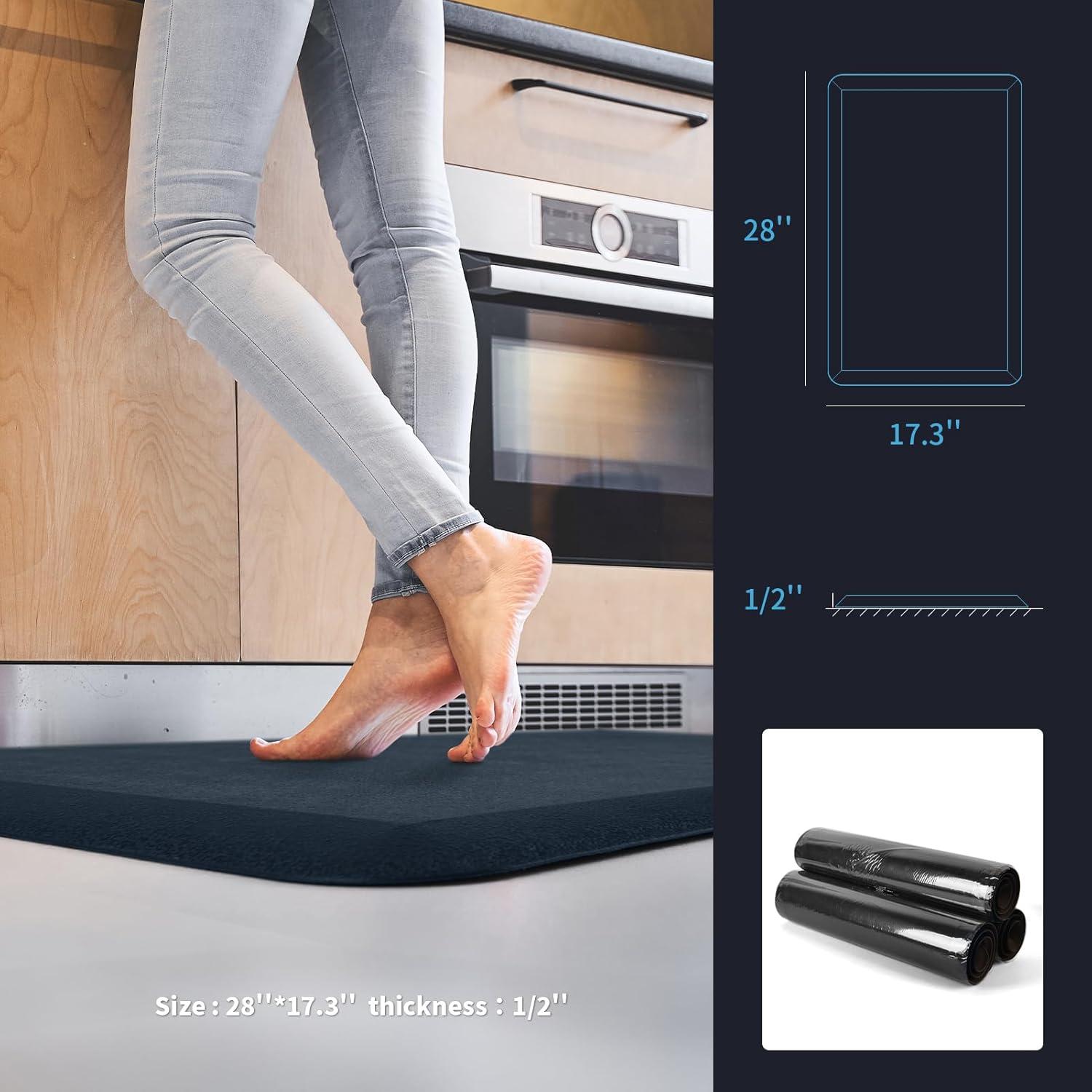 imageArt3d Anti Fatigue Mat  12 Inch Cushioned Kitchen Mat Comfort ampamp Non Slip Cushion for Standing Desk Office or Garage Floor 173quotx28quot BlackMajolica Blue