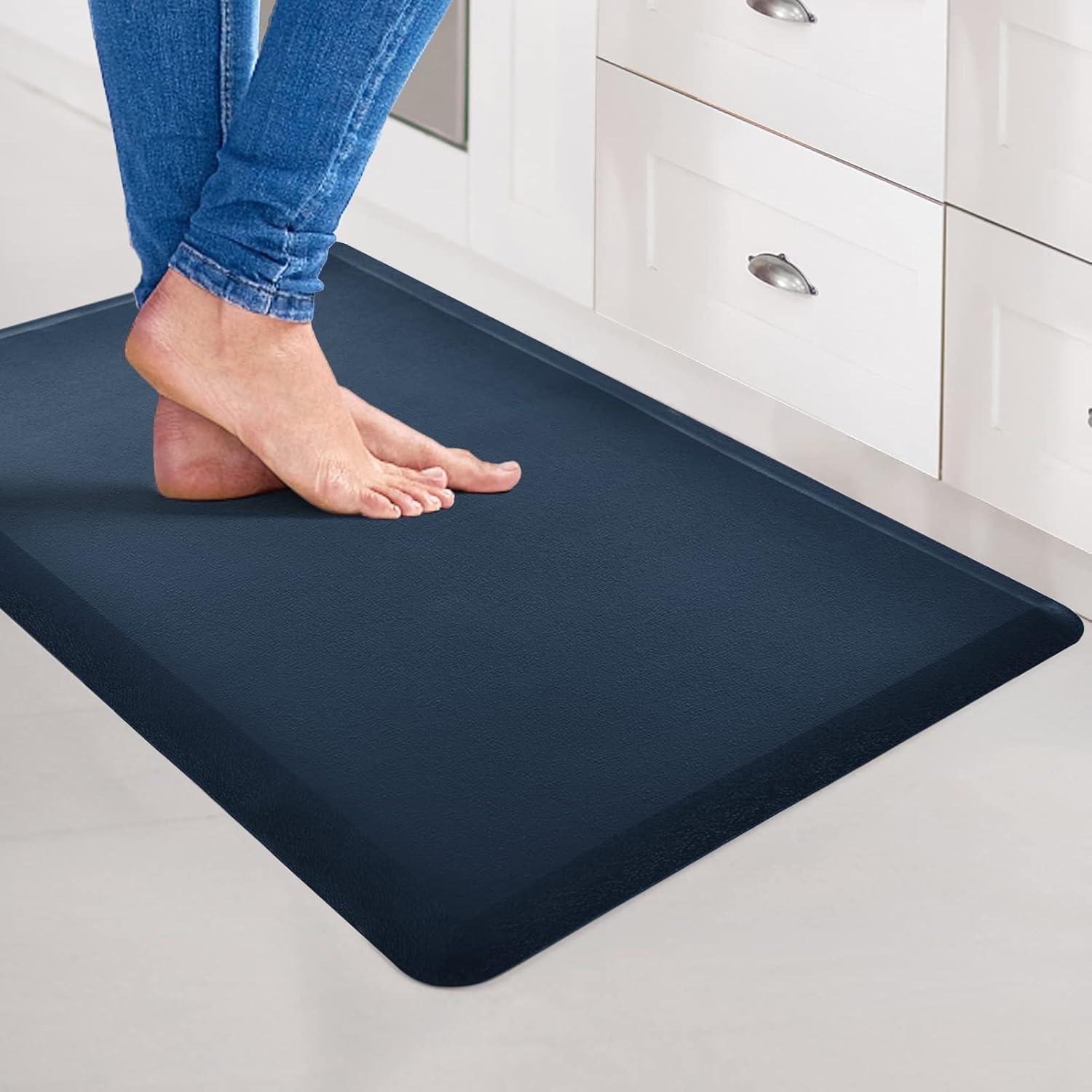 imageArt3d Anti Fatigue Mat  12 Inch Cushioned Kitchen Mat Comfort ampamp Non Slip Cushion for Standing Desk Office or Garage Floor 173quotx28quot BlackMajolica Blue