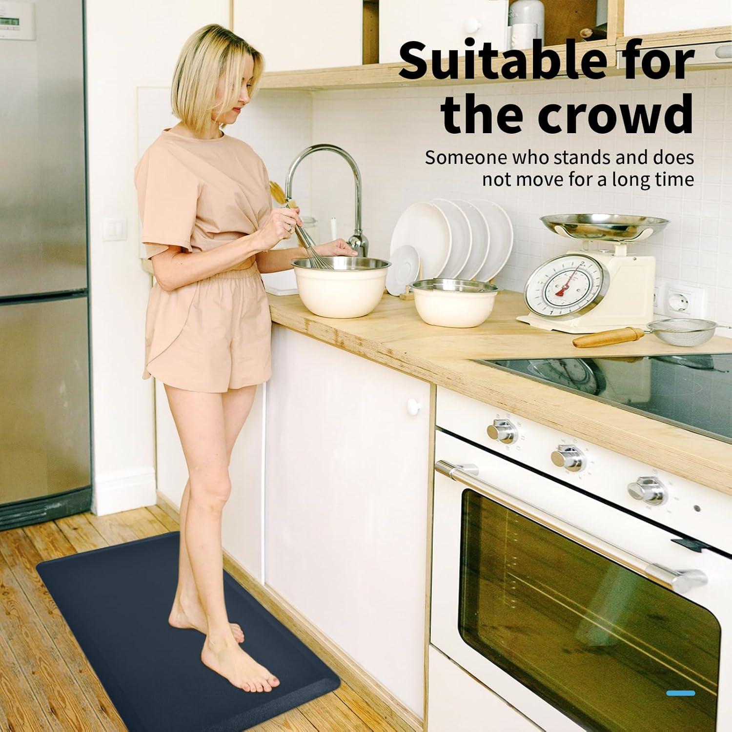 imageArt3d Anti Fatigue Mat  12 Inch Cushioned Kitchen Mat Comfort ampamp Non Slip Cushion for Standing Desk Office or Garage Floor 173quotx28quot BlackMajolica Blue