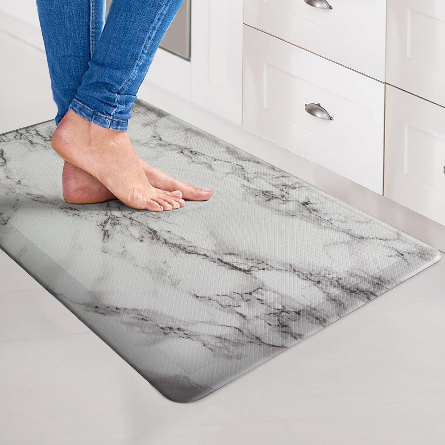 imageArt3d Anti Fatigue Mat  12 Inch Cushioned Kitchen Mat Comfort ampamp Non Slip Cushion for Standing Desk Office or Garage Floor 173quotx28quot BlackReversiblemarble