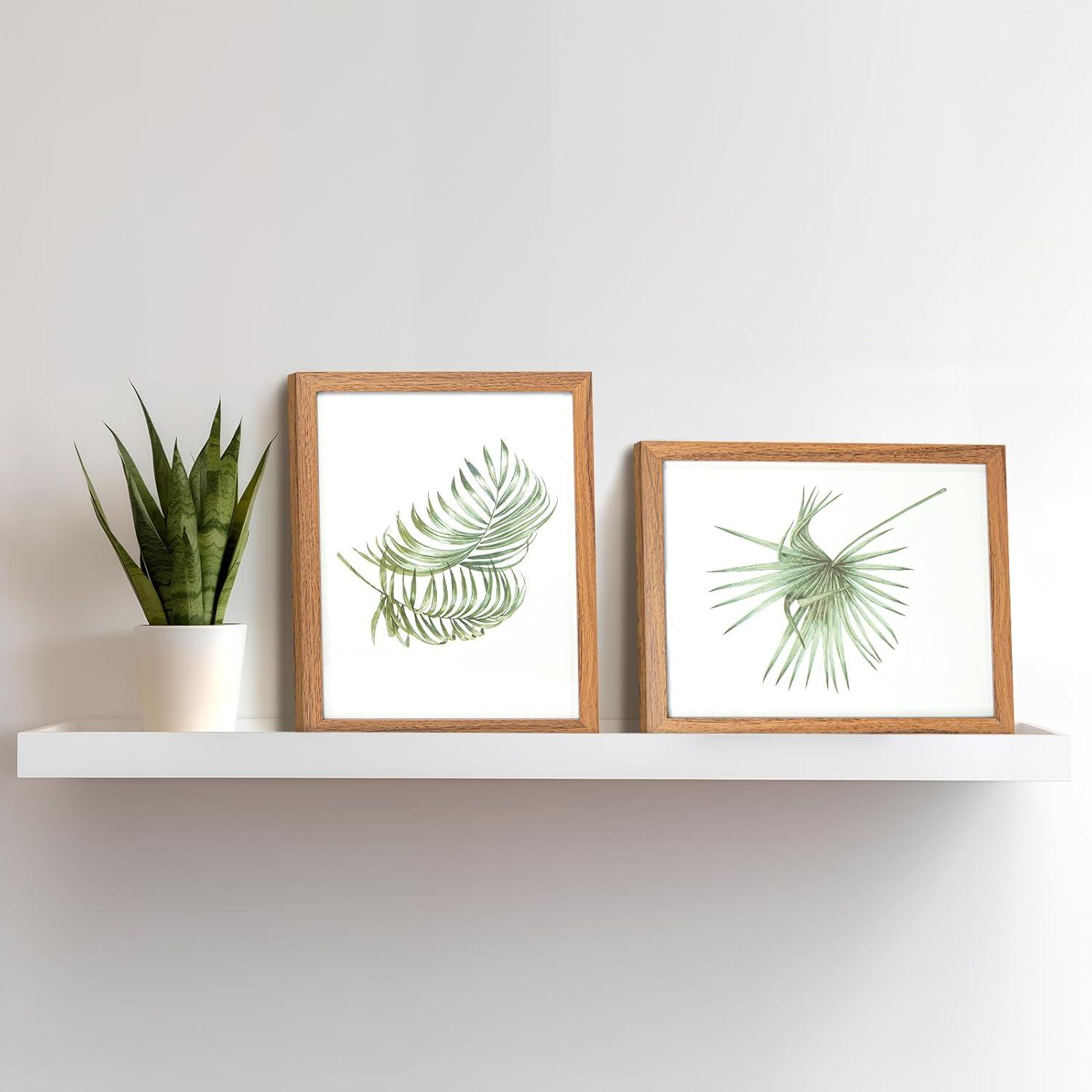 imageArt3d Framed Wall Art Set of 4 for Wooded Aesthetic Wall Decor for Living room Kitchen Hallway Bedroom Green Plant Picture Frame Neutral Botanical Wall PrintsBrown