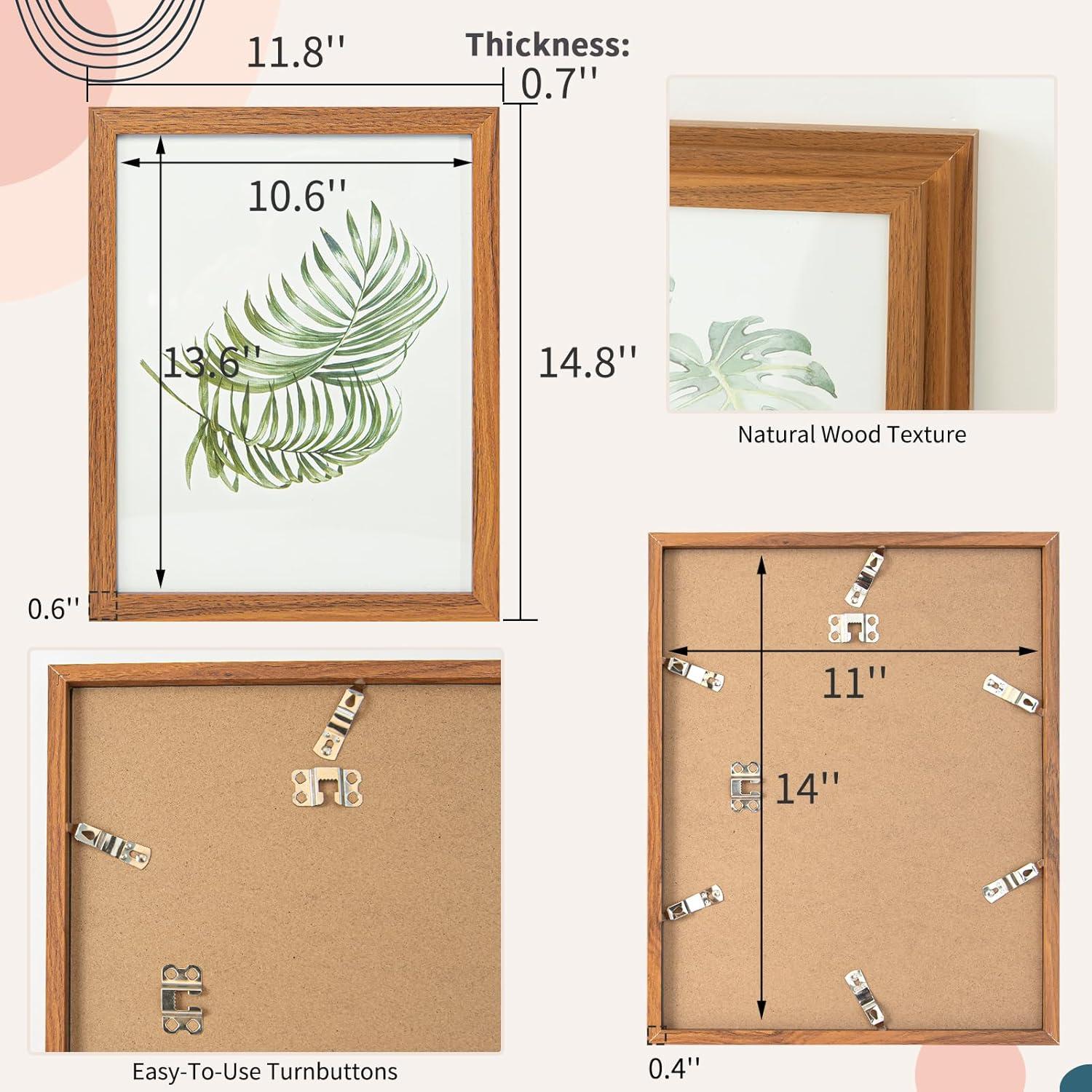 imageArt3d Framed Wall Art Set of 4 for Wooded Aesthetic Wall Decor for Living room Kitchen Hallway Bedroom Green Plant Picture Frame Neutral Botanical Wall PrintsBrown