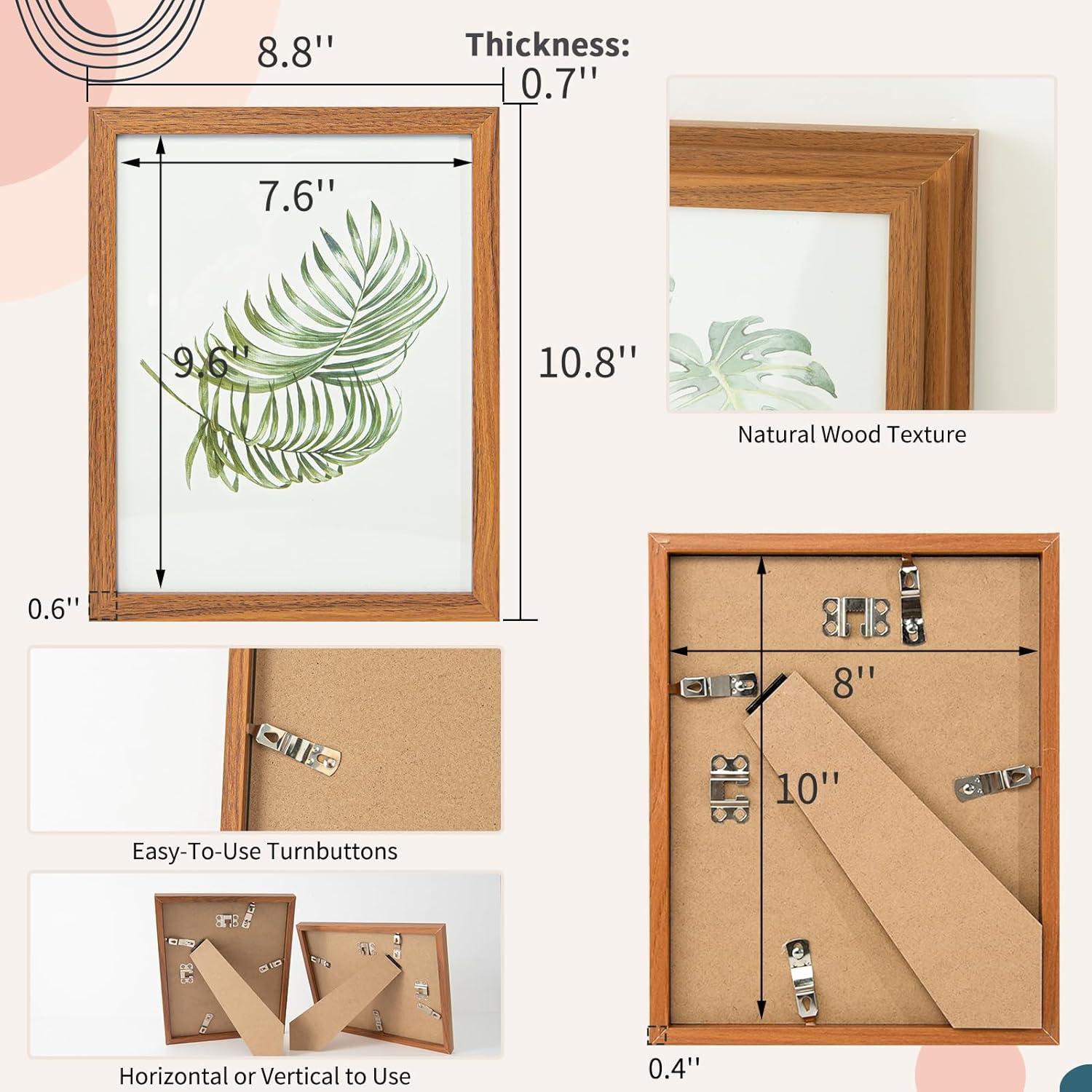 imageArt3d Framed Wall Art Set of 4 for Wooded Aesthetic Wall Decor for Living room Kitchen Hallway Bedroom Green Plant Picture Frame Neutral Botanical Wall PrintsBrown