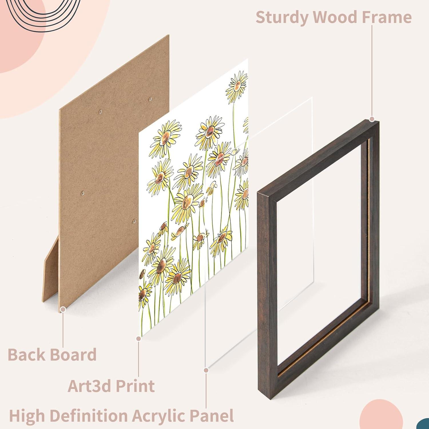 imageArt3d Framed Wall Art Set of 4 for Wooded Aesthetic Wall Decor for Living room Kitchen Hallway Bedroom Green Plant Picture Frame Neutral Botanical Wall PrintsDark Brown