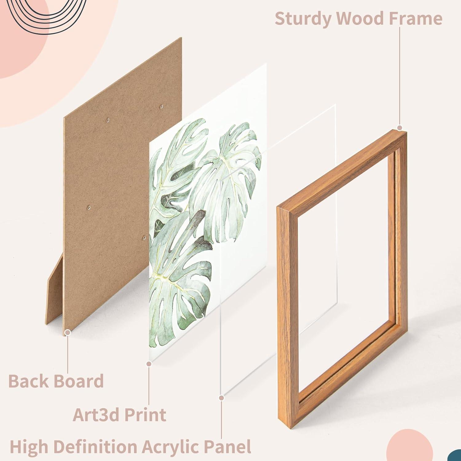 imageArt3d Framed Wall Art Set of 4 for Wooded Aesthetic Wall Decor for Living room Kitchen Hallway Bedroom Green Plant Picture Frame Neutral Botanical Wall PrintsBrown