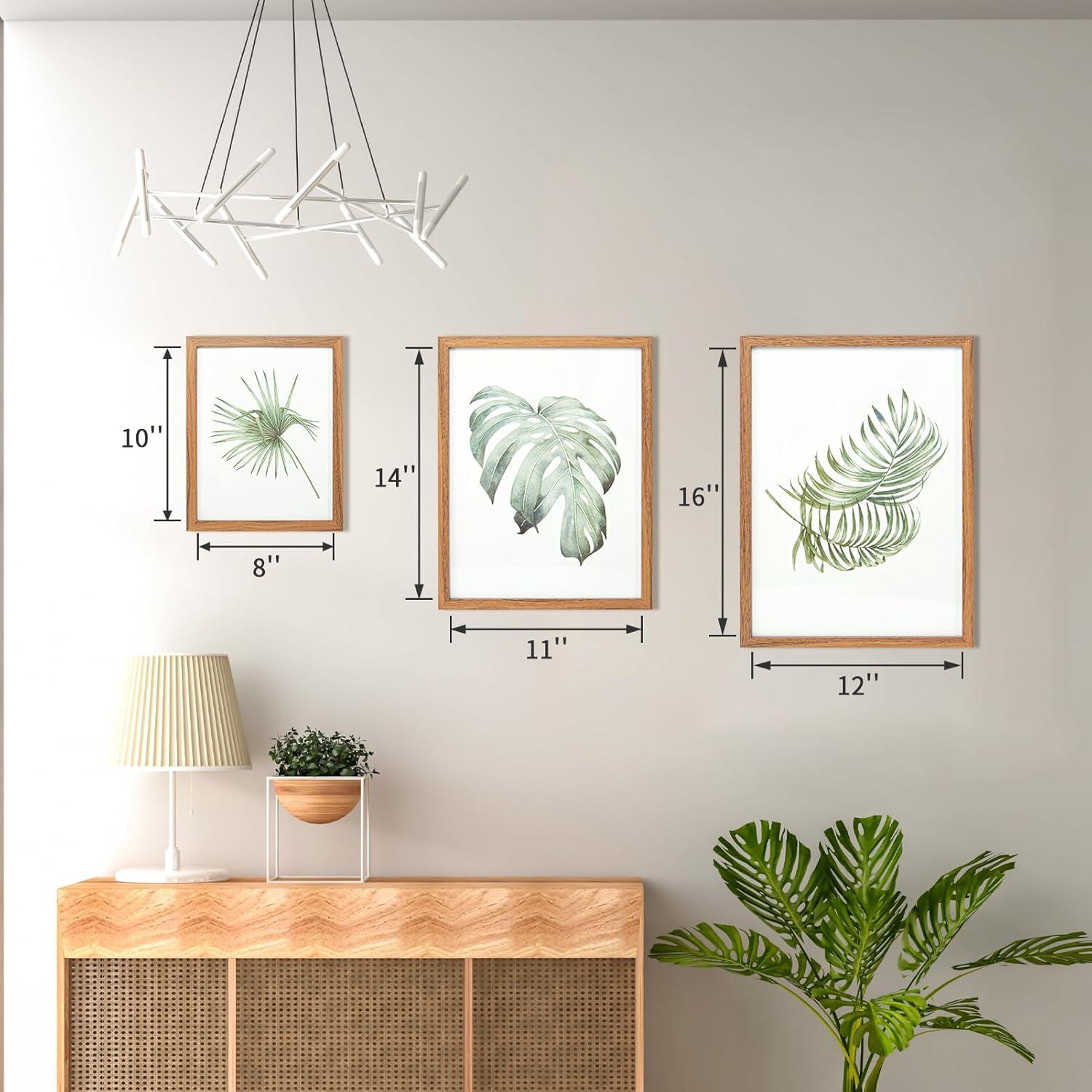 imageArt3d Framed Wall Art Set of 4 for Wooded Aesthetic Wall Decor for Living room Kitchen Hallway Bedroom Green Plant Picture Frame Neutral Botanical Wall PrintsBrown