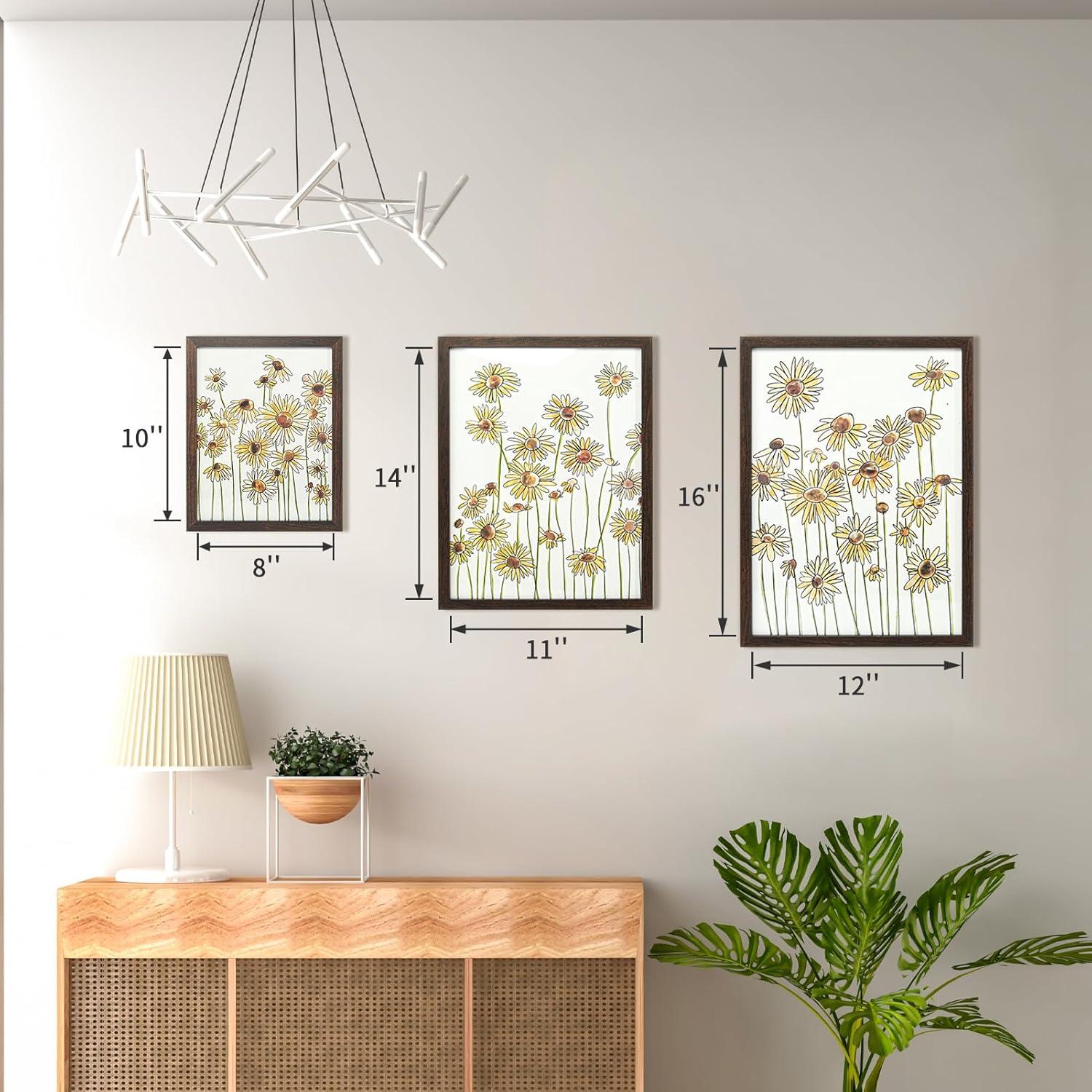 imageArt3d Framed Wall Art Set of 4 for Wooded Aesthetic Wall Decor for Living room Kitchen Hallway Bedroom Green Plant Picture Frame Neutral Botanical Wall PrintsDark Brown