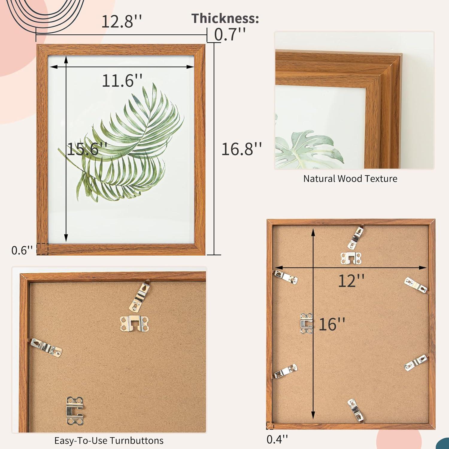 imageArt3d Framed Wall Art Set of 4 for Wooded Aesthetic Wall Decor for Living room Kitchen Hallway Bedroom Green Plant Picture Frame Neutral Botanical Wall PrintsBrown