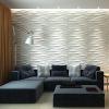 imageArt3d 12 Pack 3D Wave Design Wall panels 197quotx197quot PVC Panel for Interior Wall Decor Living Room Office TV Background WhiteWave White