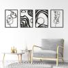 imageArt3d Black Metal Wall art 4 Pieces Wall Decor for Living Room Bedroom Hallway Hotel Natural Mountain Pattern Wall Art Style Line Art Wall DcorBlack