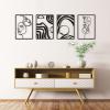 imageArt3d Black Metal Wall art 4 Pieces Wall Decor for Living Room Bedroom Hallway Hotel Natural Mountain Pattern Wall Art Style Line Art Wall DcorBlack