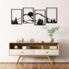 imageArt3d Black Metal Wall art 4 Pieces Wall Decor for Living Room Bedroom Hallway Hotel Natural Mountain Pattern Wall Art Style Line Art Wall DcorBlackMountain