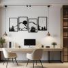 imageArt3d Black Metal Wall art 4 Pieces Wall Decor for Living Room Bedroom Hallway Hotel Natural Mountain Pattern Wall Art Style Line Art Wall DcorBlackMountain