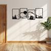 imageArt3d Black Metal Wall art 4 Pieces Wall Decor for Living Room Bedroom Hallway Hotel Natural Mountain Pattern Wall Art Style Line Art Wall DcorBlackMountain