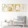 imageArt3d Black Metal Wall art 4 Pieces Wall Decor for Living Room Bedroom Hallway Hotel Natural Mountain Pattern Wall Art Style Line Art Wall DcorGold