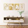 imageArt3d Black Metal Wall art 4 Pieces Wall Decor for Living Room Bedroom Hallway Hotel Natural Mountain Pattern Wall Art Style Line Art Wall DcorGold