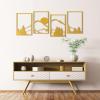 imageArt3d Black Metal Wall art 4 Pieces Wall Decor for Living Room Bedroom Hallway Hotel Natural Mountain Pattern Wall Art Style Line Art Wall DcorGoldMountain