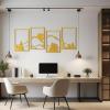 imageArt3d Black Metal Wall art 4 Pieces Wall Decor for Living Room Bedroom Hallway Hotel Natural Mountain Pattern Wall Art Style Line Art Wall DcorGoldMountain