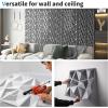 imageArt3d Decorative 3D Wall Panels in Diamond Design 12quotx12quot Matt Black for Home and Office Decor 33 PackSilver