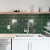 imageArt3d Peel and Stick Backsplash 10Pack Thickened Stick on Subway Tiles Faux Ceramic Tiles for Kitchen Bathroom White with Black GroutDark Green