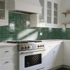 imageArt3d Peel and Stick Backsplash 10Pack Thickened Stick on Subway Tiles Faux Ceramic Tiles for Kitchen Bathroom White with Black GroutDark Green