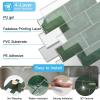 imageArt3d Peel and Stick Backsplash 10Pack Thickened Stick on Subway Tiles Faux Ceramic Tiles for Kitchen Bathroom White with Black GroutDark Green