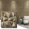 imageArt3d Decorative 3D Wall Panels in Diamond Design 12quotx12quot Matt Black for Home and Office Decor 33 PackAntique Gold