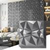 imageArt3d Decorative 3D Wall Panels in Diamond Design 12quotx12quot Matt Black for Home and Office Decor 33 PackSilver