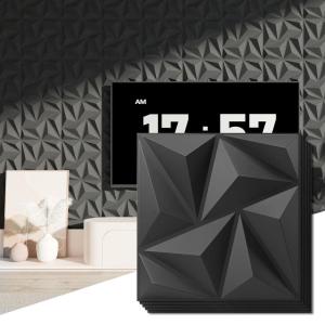 imageArt3d 12 Pack 3D Wave Design Wall panels 197quotx197quot PVC Panel for Interior Wall Decor Living Room Office TV Background WhiteDiamondBlack